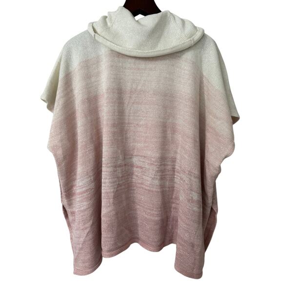 Chico's Ombre Cowl Neck Silver Shimmer Poncho Sweater Size S/M - Picture 2 of 6